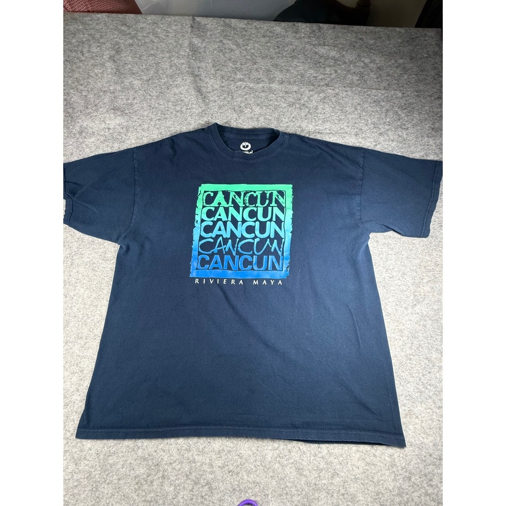 Tropical Relax Mens Cancun Riviera Maya Graphic T-Shirt Navyβ Blue XXL Cotton